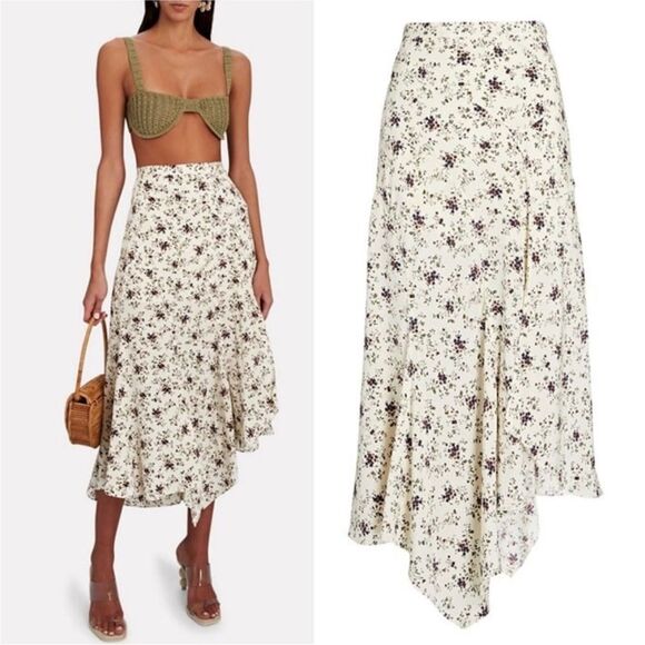 NWT VERONICA BEARD Mac floral-print silk-blend skirt size 8 $598 - Picture 1 of 9